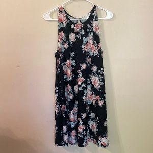 Black Floral Planet Gold dress; size XL